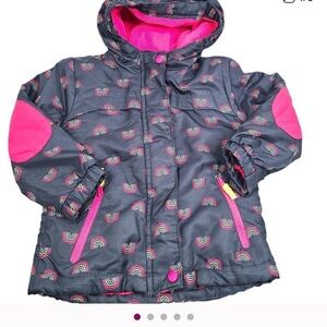 Cat and Jack 3T Girls Parka Jacket Fleece Coat Puffer Liner Pink Navy Rainbow